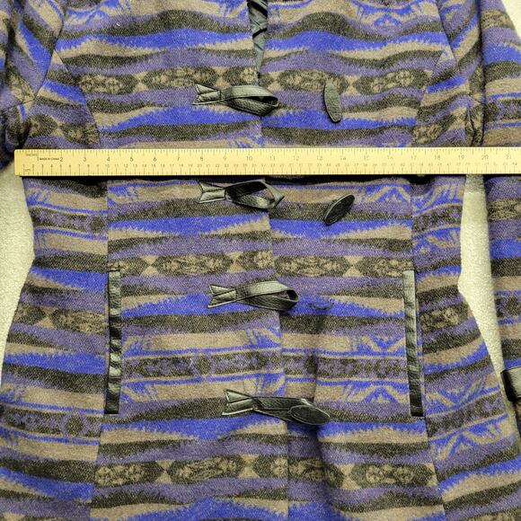 Truel Denim Women’s Aztec Print Coat Jacket Medium Blue Black Western Style - Picture 4 of 7